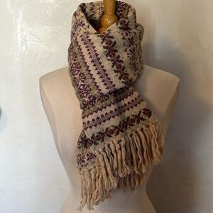 Lauren Ralph Lauren Fair Isle motif Beige multi color Wool, Cashmere blend scarf